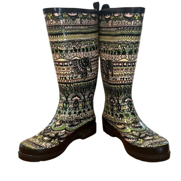 Sakroots Womens Size 7 Rhythm Knee High Bohemian All Over Print Rainboots - Picture 3 of 5